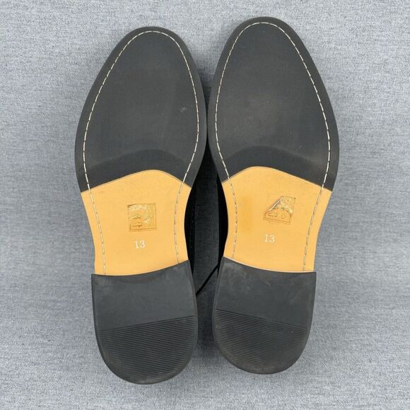 Fairlane Shoes Mens 13 Black Oxfords Leather Wingtip Classic‎ Office Preppy - Picture 12 of 16
